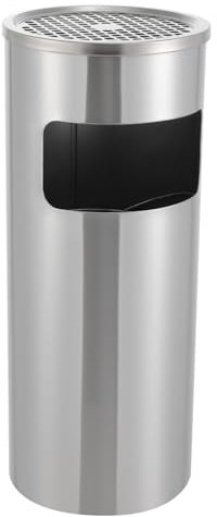 Abfallbehälter 15L Multifunktional Standaschenbecher Großes Fassungsvermögen Leistungsstarke Funktion Abnehmbar Outdoor Mülleimer Standascher für Höfe, Terrassen, Gärten, Büros, Flure (Silber)