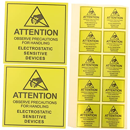 Operitacx 450pcs Electrostatic Warning Stickers Static Cautious Labels for Electronic Devices Circuit Boards Hard Disk Sealing Paper Material Safety Decals
