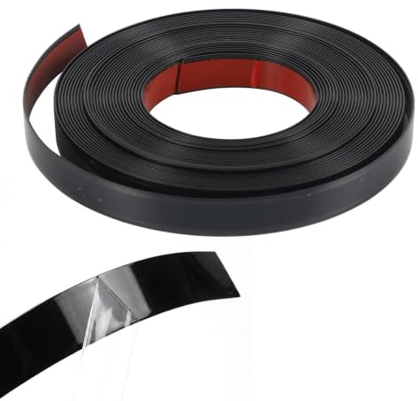 Eulihent 12M x 20mm Moulure Adhesive Baguette de Finition PVC Flexible Autocollante pour Cadres Miroirs Fenetres Murs Plafonds et Carreaux (Noir)