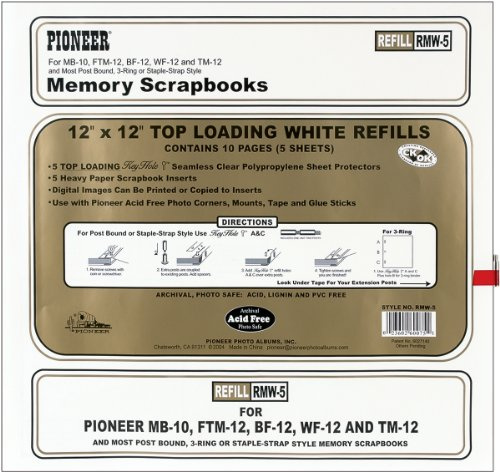 Bulk Buy: Pioneer Postbound Top Loading Page Protectors 5/Pkg 12X12 (With White Inserts) RMW5 by Pioneer Photo Albums