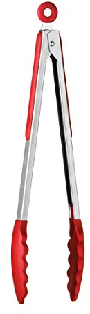Premier Housewares Zing Silicone Tongs, Red