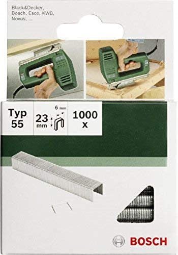 Bosch 1000x Klammer Typ 55 (Textilien/Gewebe, Teppich, Akustikplatten, Rasenteppich, 6 x 1.08 x 19 mm, Zubehör Tacker)