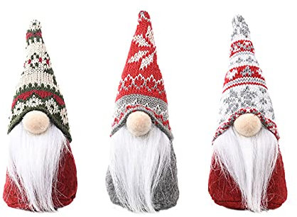 3 Stk Wichtel Figuren Stehend Weihnachts, Zwerge Weihnachten Schmuck, Niedlich Weihnachtspuppe, Sitzend, Gesichtslose Puppe Deko, für Weihnachtsdekoration, Tischdekoration, Fensterdekoration, S008