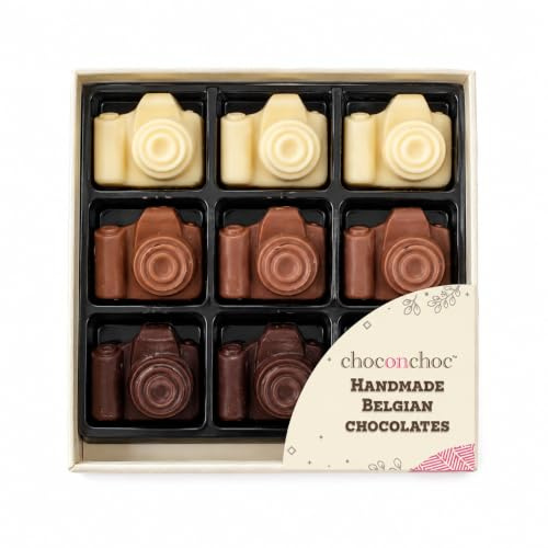 Chocolate Cameras Gift Set - Handmade Belgian Dark, Milk & White Chocolate Cameras - Perfect for Photography Lovers (80g)