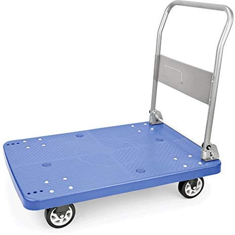 WAS 4428 300 Polypropylen Plattformwagen mit 4 Rollen, 100cm Länge, 60cm Breite, 84cm Höhe