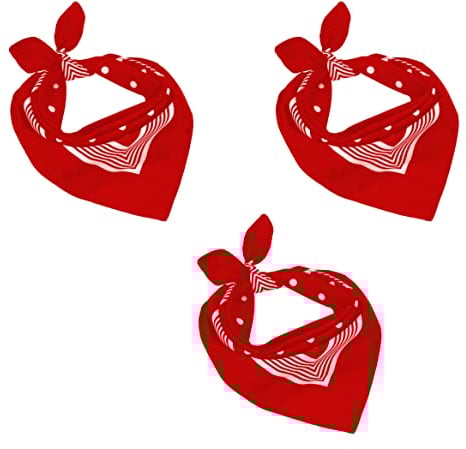 Betz 3 Stück Nickitücher Hexentücher XXL Größe 70x70 cm Bandana Kopftuch Halstuch Trachtentuch 100% Baumwolle Punkte Farbe rot