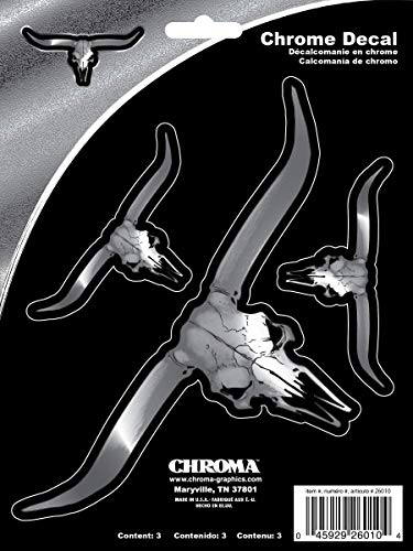 CHROMA Graphics 26010 Longhorn Skull Classic Emblem Decal, 3 Stück
