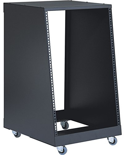 K&M 48260 Rack Schwarz Stahl – für 19 Zoll Equipment und 21 HE – sicherer Halt – rollbar, schräge Front