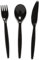 Harfield Polycarbonate Plastic Cutlery Set Black 20cm (x4 Sets) Reusable Virtually Unbreakable
