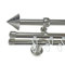 BASIT Rohr + 2x Innenlauf Gardinenstange Wandmontage 3 läufig 160cm lang Edelstahl Look Metall Gardinenstange 3 läufig Wandbefestigung Ø16mm I H14 RII