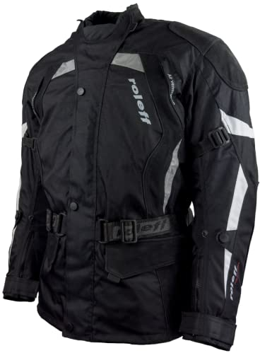 Roleff Racewear Unisex 5946 Lange Textilmotorradjacke mit Verst rkungen aus Nubuk Leder und Protektoren, Schwarz, XXL EU