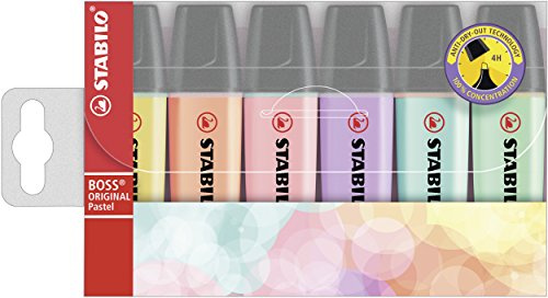 Highlighter - STABILO BOSS ORIGINAL Pastel - 5 x Pack of 6 - Milky Yellow, Creamy Peach, Pink Blush, Lilac Haze, Hint of Mint, Touch of Turquoise