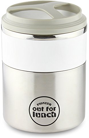 Pioneer Thermo-Speisebehälter 1,5 L Edelstahl Doppelwandig 2-in-1 mit Extra Breiten Öffnung, Isolier Lunch-Box für Suppe/Essen 4 Stunden Heiß 8 Stunden Kühl Auslaufsicher BPA-Frei – Weiß