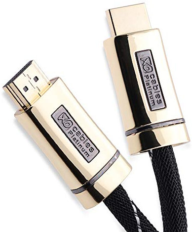 XO Platinum 1.5m High Speed HDMI Cable (HDMI Type A, HDMI 2.1/2.0b/2.0a/2.0/1.4) - 4K, 3D, UHD, ARC, Full HD, Ultra HD, 2160p, HDR - for PS4, Xbox One, Wii, Sky Q, LCD, LED, UHD, 4k TVs - Gold