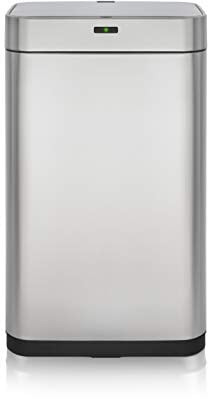 Tower T838001S Square Sensor Bin with Fingerprint Proof Coated Exterior, Steel, Capacity - 75 litres