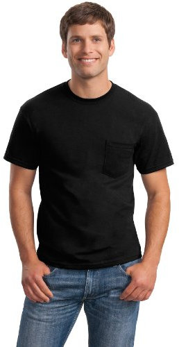 GILDAN Men's Ultra Cotton Adult T-shirt With Pocket, 2-pack Shirt, Black, L UK