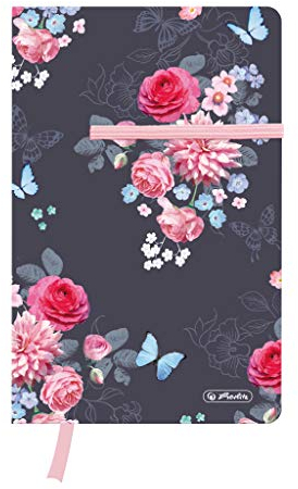 Herlitz 50021482 Notizbuch Young A5 Ladylike Flowers, 88 Blatt kariert, mit Leseband, 1 Stück
