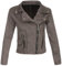Malito Damen Jacke | Velours Jacke | Biker Jacke mit Reißverschluss | Faux Leather - leichte Jacke 19617 (grau, XL)