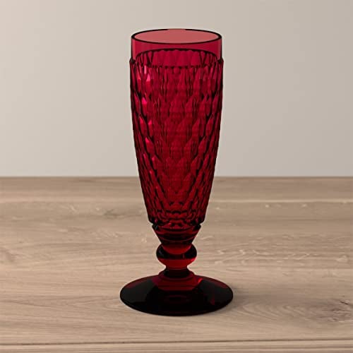 Villeroy & Boch Boston Coloured Sektglas red 4 Stück Nr. 1173090070 und 4er Set EKM Living Edelstahl Strohhalme