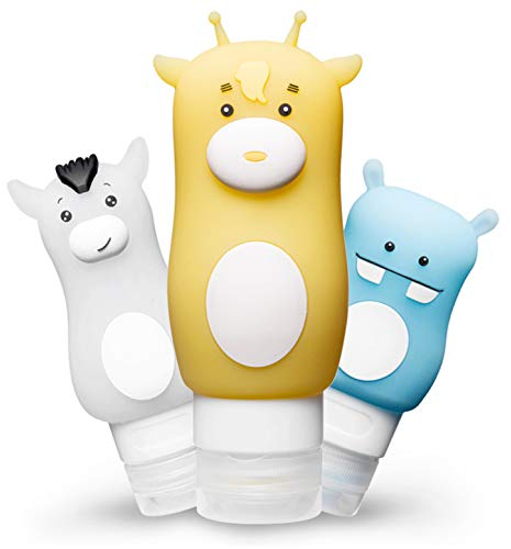 CHSEEO 3Pcs Flacons de Voyage en Silicone Bouteille de Voyage Contenant Cosmetique pour Liquides Huile Solaire Crème Shampooing Lotion Gel Douche, Parfait pour Voyage #1