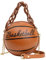 Sac Bandoulière Rond En Forme De Basket-Ball En Pu Marron Avec Chaîne Amovible Idéal Pour Le Quotidien Et Les Sorties