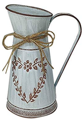 Vase Kolylong®Vintage Blumenvase Eisen Blumentopf Milchkanne Shabby Deko Landhausstil Vase Rustikal Blumeneimer Übertopf Metall Eimer Dekovase Kaktus Topf für Garten Balkon Wohnzimmer Tischdeko (D)