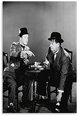 MMMU Kunstdruck auf Leinwand: Motiv Oliver Hardy und Stan Laurel (20 x 30 cm), Wand-Poster, Wohnzimmer, Schlafzimmer, Badezimmer, Kinderzimmer, Wohnheim geeignet
