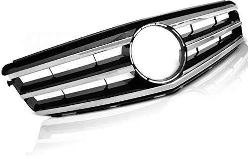 Parrilla delantera compatible con Mercedes-Benz W204 2007 2008 2009 2010 2011 2012 2013 2014 parrilla central delantera Sport GV-198 parrilla deportiva cromada negra