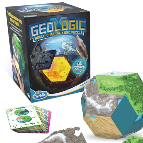 ThinkFun - 76497 - GeoLogic, das weltverändernde Logik Spiel für alle ab 8 Jahren. Fünf unterschiedliche Biome müssen in diesem Rätsel Immer Wieder neu angeordnet Werden.