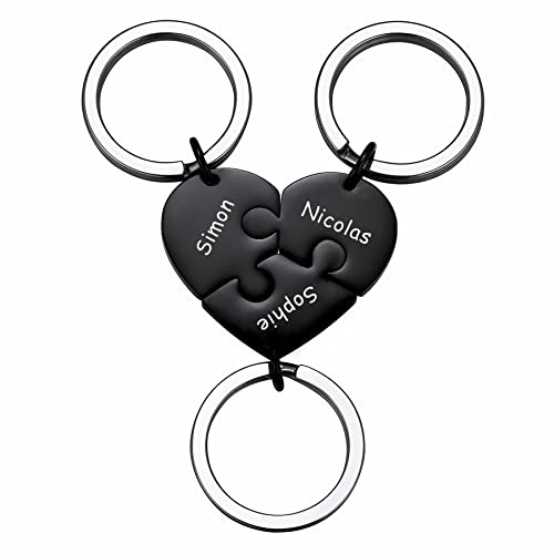 MeMeDIY Personalisierte Herz Puzzle Keychain Customized für Familie Freundin Liebhaber Edelstahl Schmuck Set Birthstone