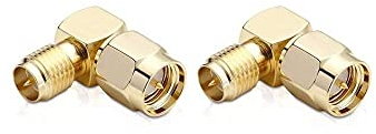 conecto SMA Adapter, 90° abgewinkelter Adapter, SMA Stecker mit Pin auf RP-SMA Buchse mit Pin, Adapter für den Anschluss von SMA-Steckverbindern, vergoldet, 2 Stück