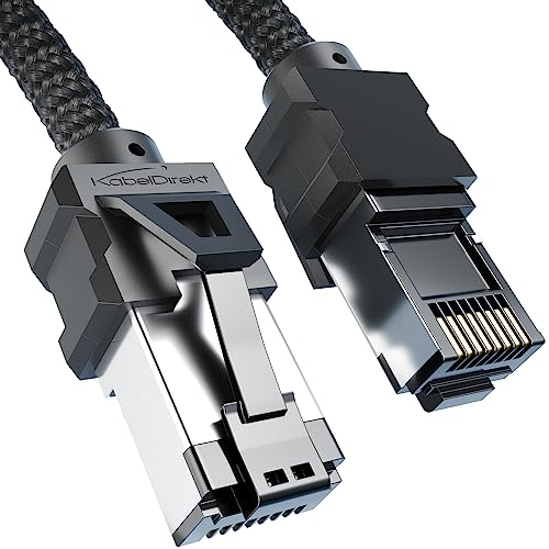 Cat 8 Network Cable, Ethernet & LAN Cord – 1m – Gaming Edition with Heavy-Duty Braiding (RJ45 Connector, Cat 8.1, Transfers Highest Data Rates up to 40Gbit/s for Gaming/PS5/Xbox) – CableDirect