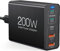 USB C Fast Charger 200W 5-Port Charging Station Block 100W 65W Laptop GaN Charger Power Adapter for MacBook Pro/Air, Google Pixelbook, ThinkPad, Dell XPS, iPad Pro, iPhone 14, Galaxy S23, Steam Deck