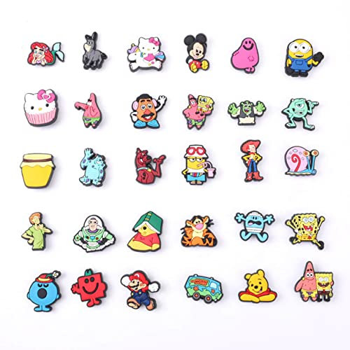 15, 30, Mixed, Girl Or Boy Superhero Famous Cute Cool Funny Random Colourful Shoe Charms Decorations For Croc Clog Shoes, Bracelet And Wristband For Women & Men No Duplicates (30 Famous Mix)