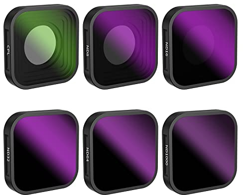 BLAUEOCHI ND-Filter-Set für GoPro Hero 13/12/11/10/9 Zubehör, 6er-Pack-ND1000/ND64/ND32/ND16/ND8/CPL - GoPro-Objektiv-Set, Neutraldichte-Polarisationsfilter-Set, Gopro wasserdichte Reisetasche