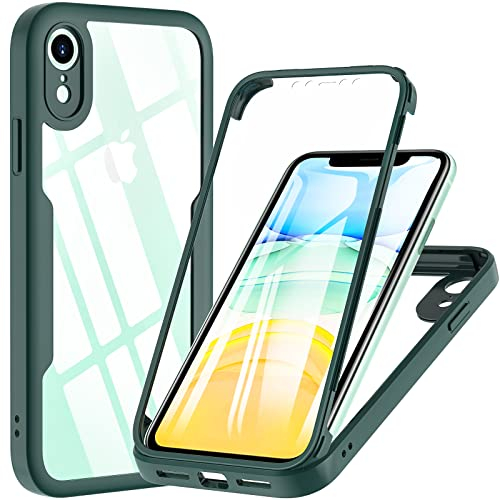 OWKEY iPhone XR Hülle Mit Eingebautem Displayschutz - 360° Rundumschutz TPU Robust Bumper Case Stoßfest Schutzhülle Für 6,1 Zoll - Grün