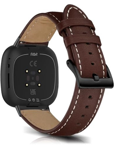 KoGiio Vintage Leder Armband für Fitbit Versa 4/Versa 3/Sense 2/Sense, Herren Damen Ersatz Weich Uhrenarmbänder für Fitbit Versa 4/Versa 3/Sense 2/Sense