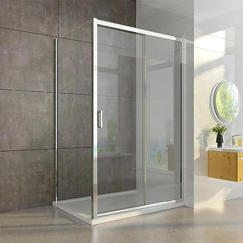 Heilmetz Duschkabine 100x90cm Duschtür Schiebetür Aushängbare Duschkabine Eckeinstieg Duschabtrennung komplettdusche Geräuschloser schiebetür dusche 6mm ESG Glas Duschwand Höhe 185 cm