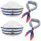 SKHAOVS Kapitän Matrosen Kostüm Set, Streifen Matrosenmütze und Schal Set,Matrosenschiff-Kappe, Einheitsgröße, Marine Outfit, Verkleidungsparty für Damen und Herren, Kostümzubehör (Blau)