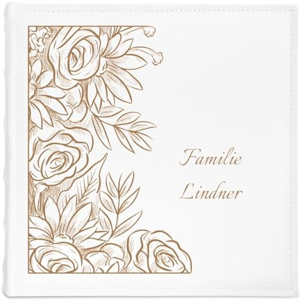 Maverton Fotoalbum zum Einstecken 10x15 cm, Einsteckalbum mit Gravur | Familienalbum 10x15 cm, weißes Erinnerungsalbum mit Einstecktaschen für Paar zum Hochzeitsjubiläum, 33x33cm
