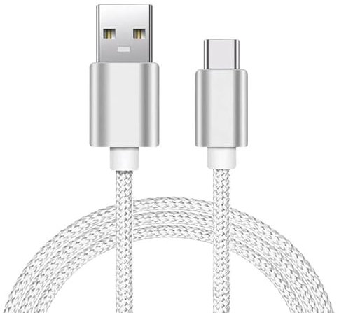 SDTEK Câble Charge Braided USB Type C De 2 Mètres Compatible avec Samsung, Google, Sony, iPhone 15, Moto, Huawei, Honor, Nintendo Switch Et Plus (Argent)