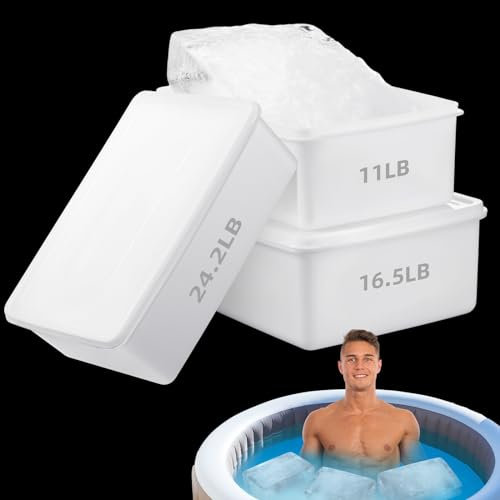 Suclain 3 Pcs Extra Large Ice Block Mold with Lids 11 lbs, 16.5 lbs, 24.2 lbs Large Ice Molds Reusable Stackable Big Ice Cube Tray Maker for Cold Plunge or Coolers, Ice Bath Chiller, Freezer