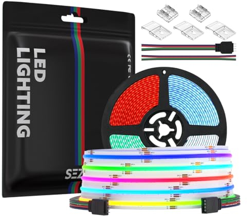 SEZO RGB COB LED Strip 5M 576LEDs/m Dimmbar Flexibler Lichtstreifen 10mm DC24V 14W/M IP20 Nicht-Wasserdicht Hohe Dichte Licht für Party DIY Dekoration