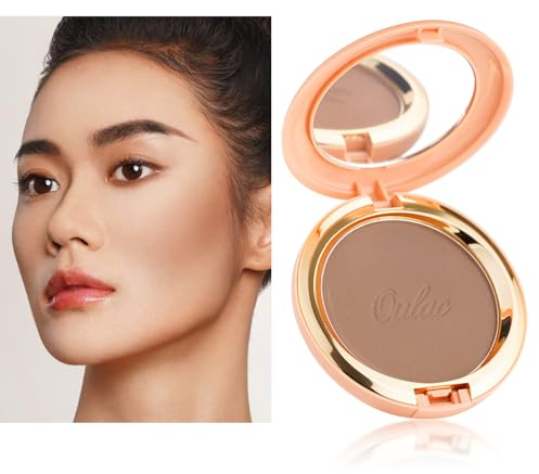 Oulac Satin Matt Bronzer Puder Gesichts Makeup mit Spiegel, Hochpigmentiertes Bronzing Powder Bronzing Blush Dual Purpose, Sonnengeküsster Natürlicher Look, Vegan & Cruelty-Free BS02