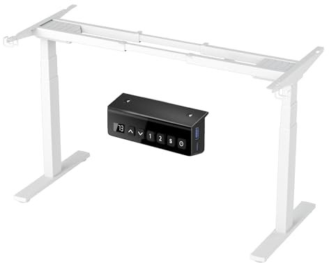 ERGOMAKER Standing Desk Frame with Dual Motor 3-Stage Height Adjustable Electric Desk Frame with Automatic Memory Smart Handset Hooks for Home Office (3 Stage|Dual Motor, White)