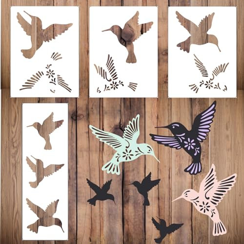 Kolibri-Schablonen-Set zum Basteln, wiederverwendbare Silhouettenmuster zum Malen von Holz, Wänden und Gartendekoration