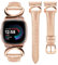 TOYOUTHS Lederarmband kompatibel mit Fibit Versa 4/Versa 3/Sense 2/Sense Armband Damen, Schlank Elegant Dressy Armbänder mit C-förmiger Schnalle für Versa 4 3 Sense 2, Rose Gold/Rose Gold