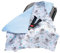 Medi Partners Einschlagdecke Baby Babyschale 100% Baumwolle für Sommer 85x85cm Kinderwagen Kuscheldecke universal Baby Decke Einschlagdecken Babydecke Buggy Autositz (Teddybär mit hellblauen Waffel)