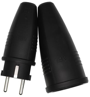 ABL Gummi Schuko Stecker und Schutzkontakt Kupplung 230V Stromstecker für Verlängerungskabel