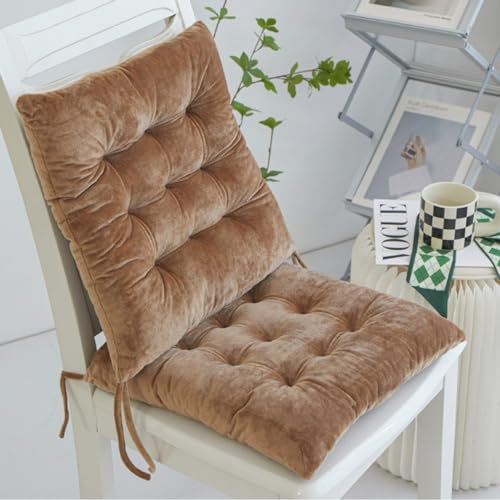 BaoTom 2er/4er Set Stuhlkissen 40 x 40cm Sitzkissen mit Bändern Einfarbige Auflagen für Stühle Kristall Samt Sitzkissen Weicher PP Baumwolle Bodenkissen Esszimmerstuhlkissen(A-Khaki,2PC*40*40*7cm)